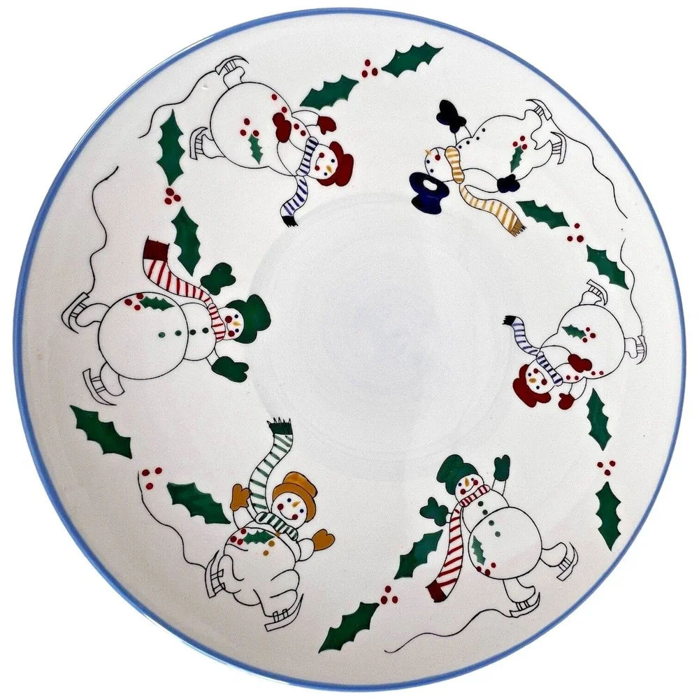 3 Temptations by Tara Snowman Plates Cake Dinner Salad‎ Serving Set Winter Xmas